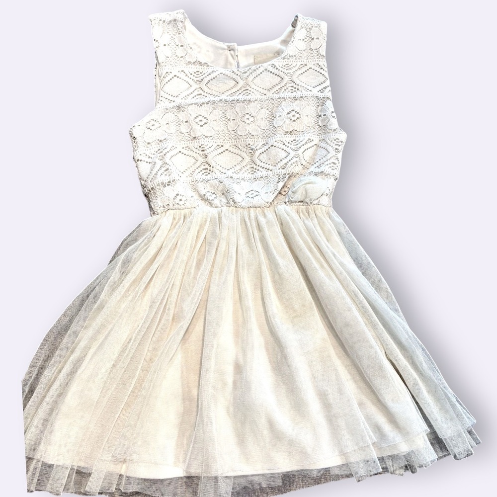 Lily Bleu Girls Ivory Lace‎ Tulle Tutu Party Dress Size 4T V125 Flower Girl